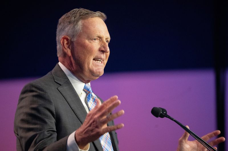 Bob Vander Plaats, president and CEO of the Family Leader, speaks during the Family Leader's 2025 Family Leadership Summit at Iowa Events Center on July 11, 2025, in Des Moines.