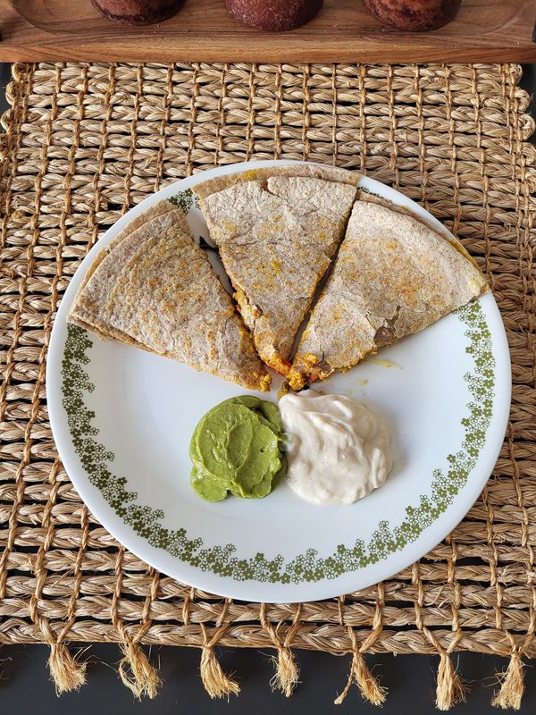 The latest vegan recipe offers up shredded tofu quesadillas.