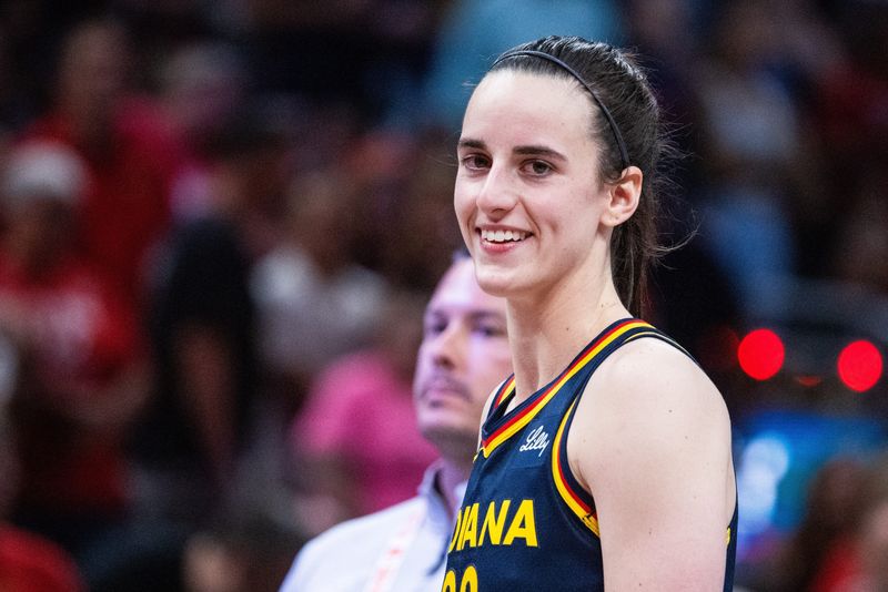 Jun 17, 2025; Indianapolis, Indiana, USA; Indiana Fever guard Caitlin Clark (22) in the second half against the Connecticut Sun at Gainbridge Fieldhouse. Mandatory Credit: Trevor Ruszkowski-Imagn Images