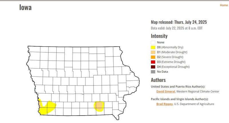 Almost the entre state of Iowa reported drought free conditions in the latest U.S. Drought Monitor.