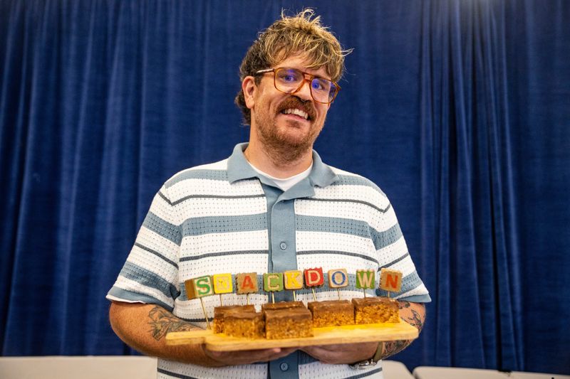 Darvin Graham poses for a portrait during the third day of the Iowa State Fair on Aug. 9, 2025, in Des Moines, Iowa. Graham took first place during the Scotcheroo SnackDown.