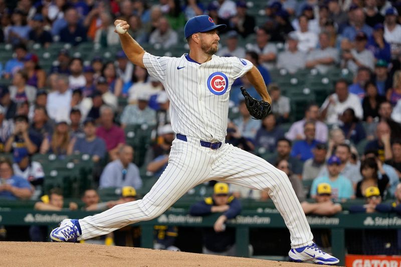 Chicago Cubs pitcher Colin Rea (53) throws the ball against the Milwaukee Brewers during the first inning at Wrigley Field on Aug. 20, 2025.