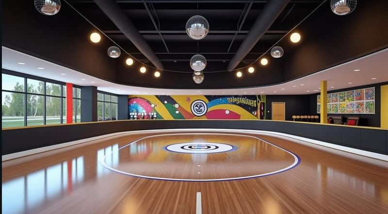 An AI rendering of the skating rink space at Glide & Go Skate City.