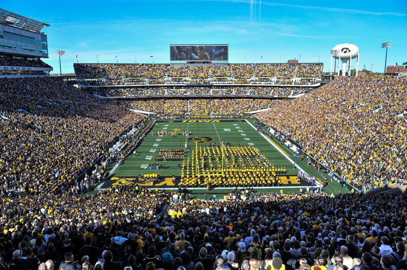Oct 26, 2024; Iowa City, Iowa, USA; A general view of Kinnick Stadium before a game between the Iowa Hawkeyes and the Northwestern Wildcats. Mandatory Credit: Jeffrey Becker-Imagn Images
