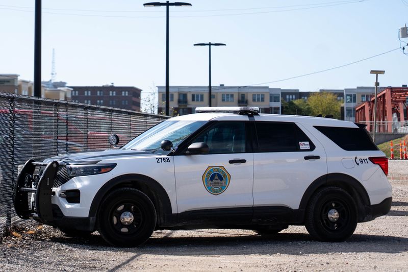 A DMPD police car sits on Oct. 9, 2025, in Des Moines.