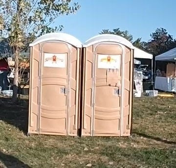 A photo of the porta-potty that had a camera in it during the Harvest & Handmade event on Oct. 4, 2025.