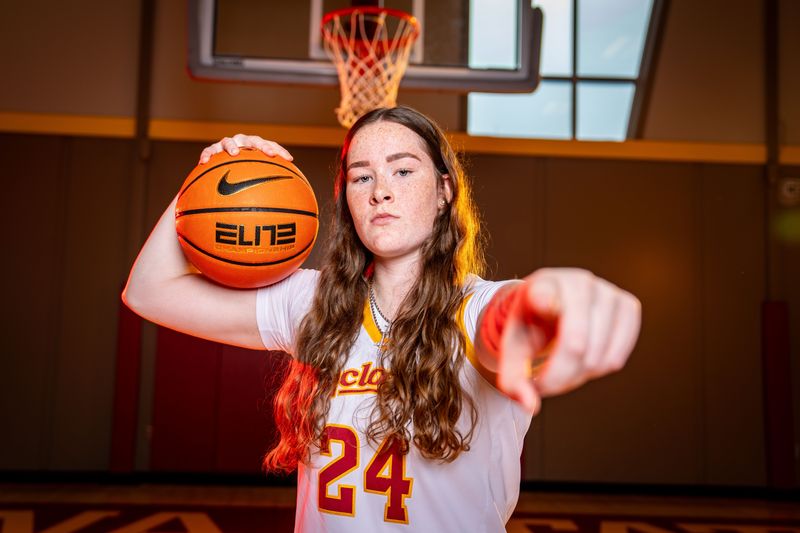Addy Brown stands for a photo during Iowa State Women's Basketball media day in Ames, Oct. 16, 2025.
