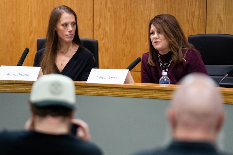 Waukee City Council candidate Leigh White speaks during a candidate forum on Oct. 23, 2025, at Waukee City Hall.