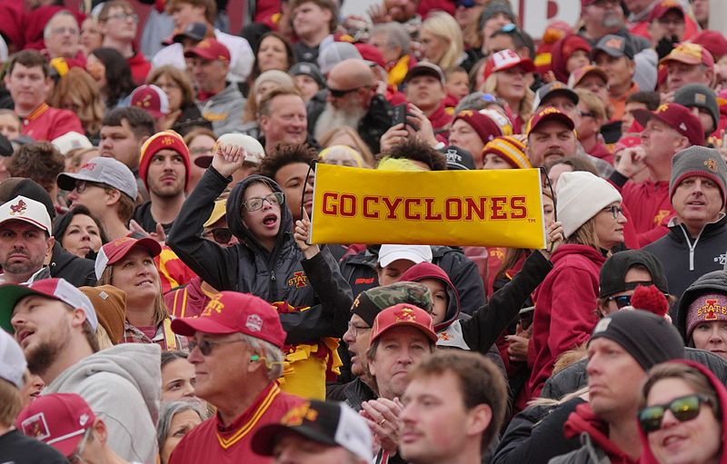 Iowa State fans cheer during Iowa State and BYU football at Jack Trice Stadium on Oct. 25, 2025, in Ames, Iowa.