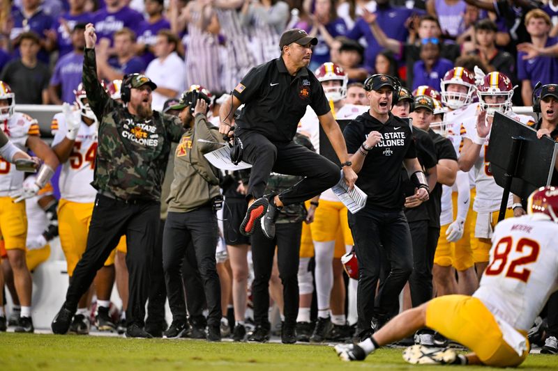 Iowa State head coach Matt Campbell reacts during a game against TCU. Campbell and the Cyclones wrap up the 2025 regular season against Oklahoma State on Saturday.