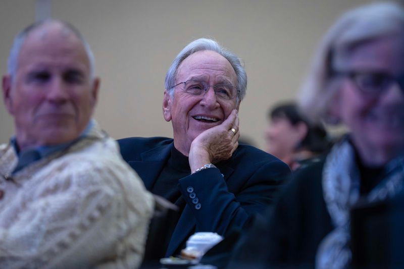 Former U.S. Senator Tom Harkin was recognized by current candidate for U.S. Senate Josh Turek during the Iowa Democratic Party’s Liberty and Justice Dinner at Iowa Event Center in Des Moines on Sunday, Nov. 9, 2025. Mandatory Credit: Bryon Houlgrave-The Des Moines Register