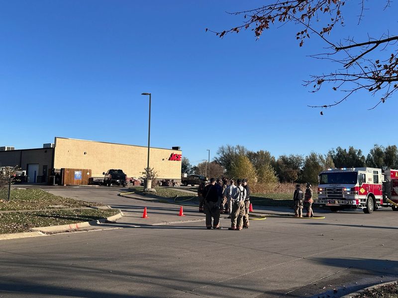 A photo posted shortly before 4 p.m. on Tuesday, Nov. 11, 2025 shows the emergency response to a leaking underground propane tank located at the Ace Hardware store at 3020 SW Oralabor Road in Ankeny.