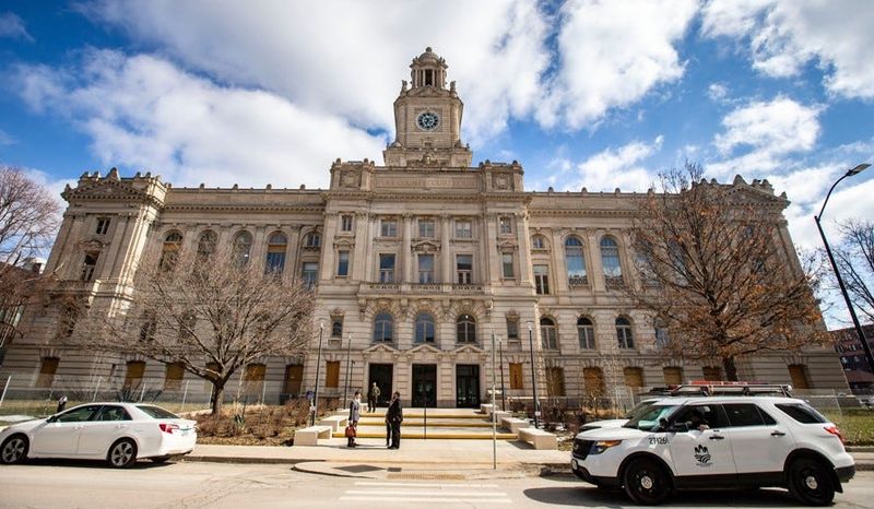 Polk County Courthouse, 500 Mulberry Street, was built in 1906 on the same square as the previous courthouse. It was placed on the National Register of Historic Places in 1979. Polk County’s first courthouse was built in 1847 and was located to the south of the present building. After the second courthouse was completed in 1858, the first building was sold to a church and later became the Union Depot serving the Wabash and Des Moines Union Railroads. Courthouse is shown here on March 1, 2021.