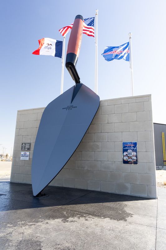 Iowa, already home to the world’s largest strawberry, popcorn ball and wooden nickel, has added a new record to its list: the tallest round-handled brick trowel in the world, located in Marshalltown.