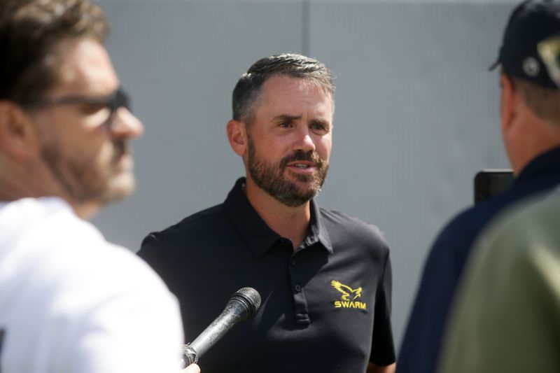 Iowa football chief of staff and general manager Tyler Barnes answers questions Friday, Aug. 9, 2024 during Iowa Football's media day in Iowa City, Iowa.