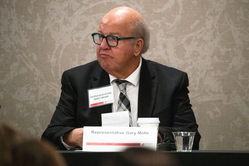 House Appropriations Chair Gary Mohr, R-Bettendorf, speaks during the Greater Des Moines Partnership State Legislative Leadership Breakfast at Holiday Inn and Suites on Wednesday, Dec. 3, 2025, in Des Moines.