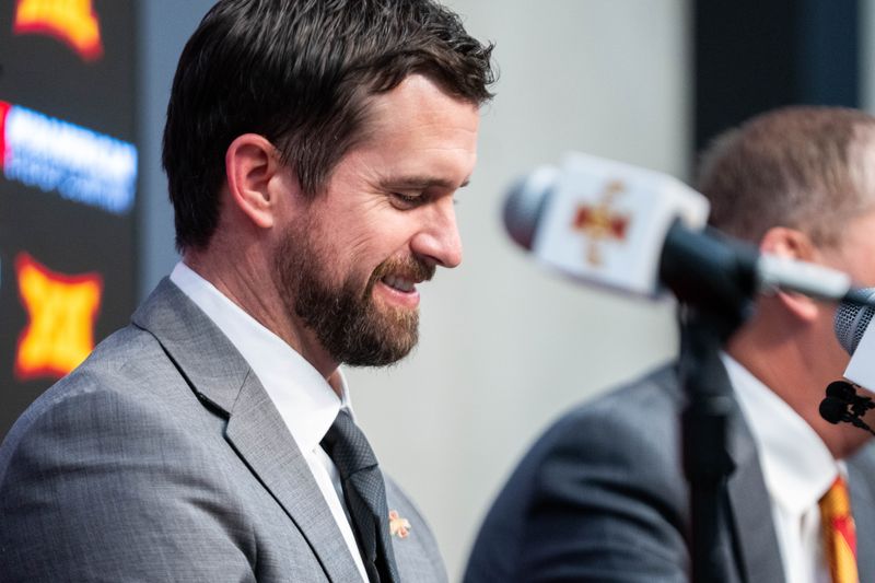 Jimmy Rogers is introduced as Iowa State’s 34th head football coach on Dec. 8, 2025, at Iowa State University in Ames, IA.