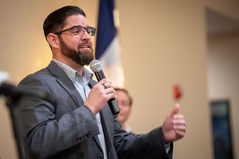 Iowa House Majority Leader and candidate for Iowa’s 4th Congressional District Matt Windschitl speaks during a GOP candidate forum in Holstein, Nov. 24, 2025.