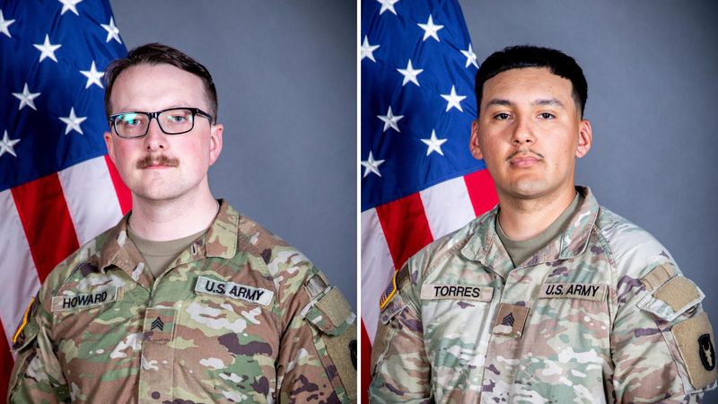 Sgts. William Nathaniel "Nate" Howard (left) and Edgar Torres-Tovar were killed in Syria on Saturday, Dec. 13, 2025, while they were stationed with the Iowa National Guard.