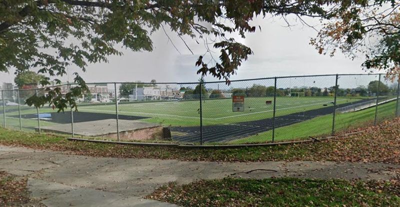 The track at Baltimore's Frederick Douglass High School where Coppin State University teammates say Ian Roberts helped protect them from a robber.