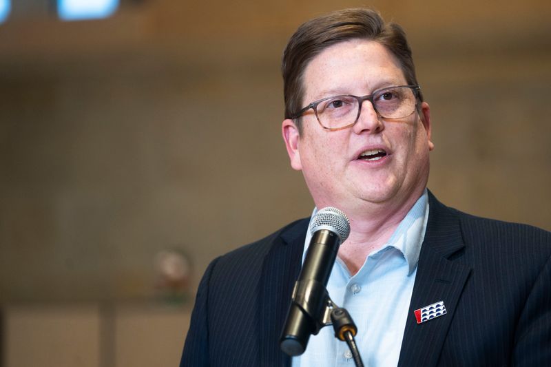 Des Moines City Manager Scott Sanders speaks during an introductory press conference for Jonathan Lund, the incoming fire chief, at Des Moines City Hall on Thursday, Dec. 18, 2025, in Des Moines.