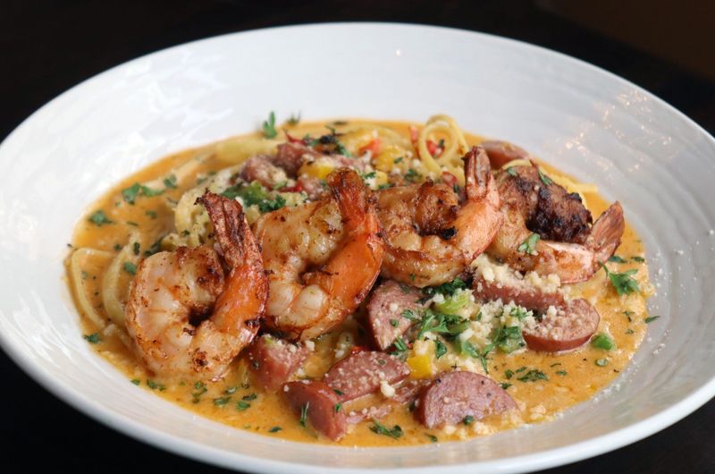 The Cajun pasta at Bubba Southern Comforts in downtown Des Moines features blackened shrimp and andouille sausage with garlic, trinity and a spicy cream sauce over linguine.