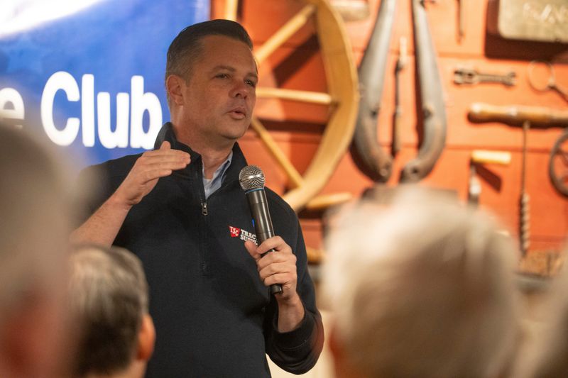 U.S. Rep. Zach Nunn speaks during a Westside Conservative Club meeting at Machine Shed restaurant on Wednesday, Jan. 28, 2026 in Urbandale.