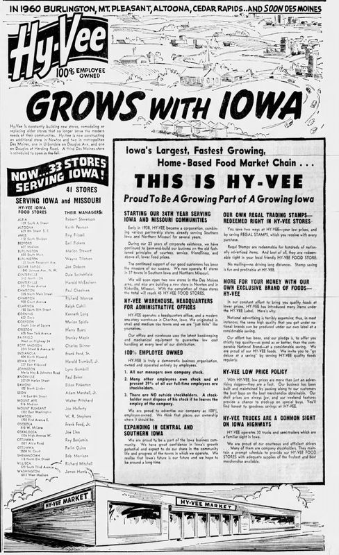 A January 1961 ad in the Des Moines Register shares plans to open the chain's first Des Moines store.