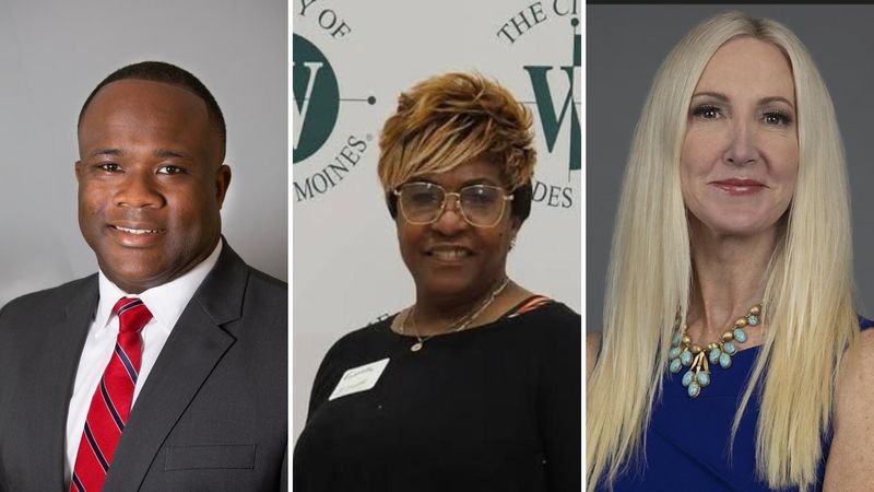 Candidates for the West Des Moines City Council special election Feb. 17, 2026, (from left) Shad Clayton, Fannette Elliott and Katherine Harrington.
