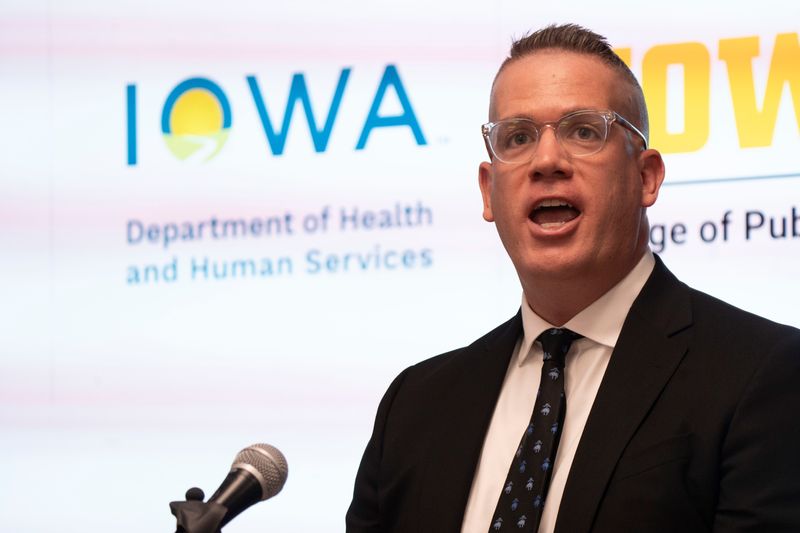 Iowa Health and Human Services Director Larry Johnson speaks during a presentation on Iowa's cancer rates at the Lucas Building on Thursday, Feb. 5, 2026 in Des Moines.