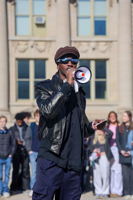 Iowa City Community School District students walkout of class at the student organized "Melt the Ice" protest on Thursday, Feb. 5.