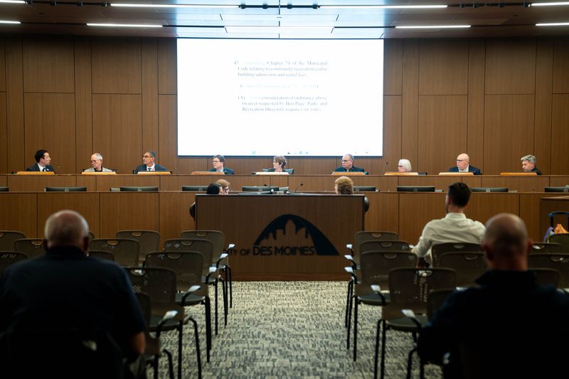 The Des Moines City Council meets in its new administration building on Feb. 9, 2026, in downtown Des Moines.