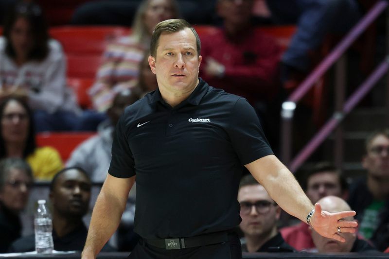 Feb 24, 2026; Salt Lake City, Utah, USA; Iowa State Cyclones head coach T.J. Otzelberger during the second half against the Utah Utes at Jon M. Huntsman Center. Mandatory Credit: Rob Gray-Imagn Images