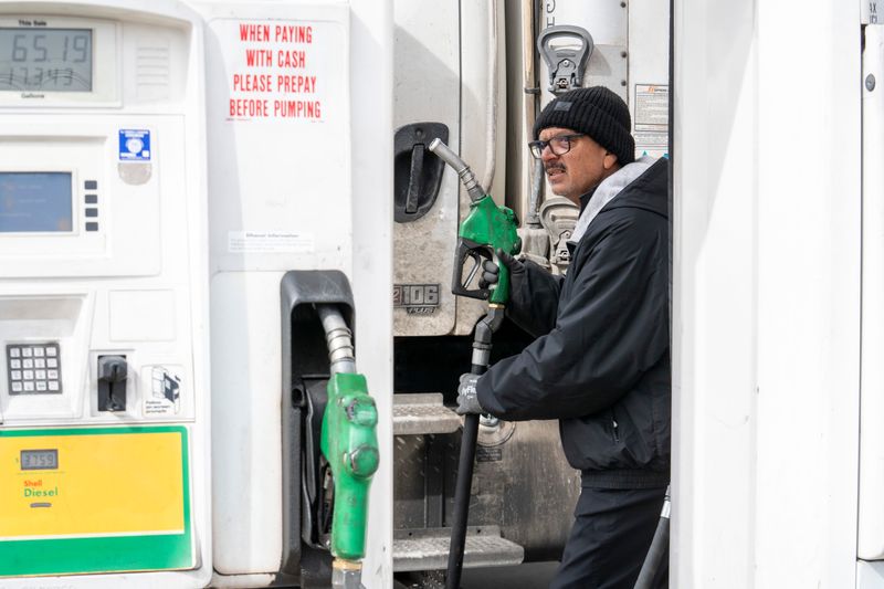 Shahid Qureshi, gas station attendant, fuels up a truck at a Shell gas station on Monday, March 2, 2026, in Hasbrouck Heights.