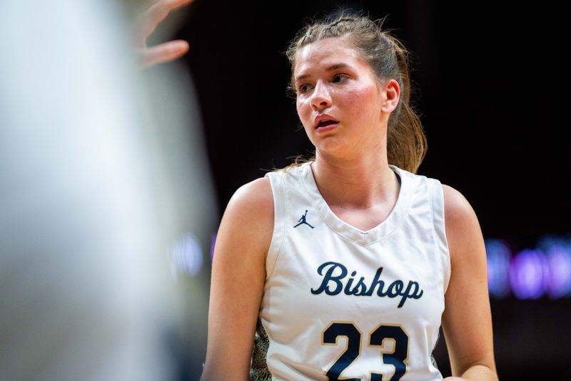 Bishop Heelan's Melina Snoozy (23) looks on has she awaits the inbounds pass on March 3, 2026, at Casey’s Center in Des Moines.