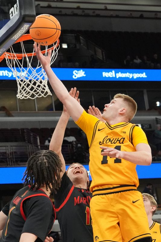 Bennett Stirtz started 2-for-10 from the field against Maryland but finished 6-for-18 for 17 points to go with eight assists in the Hawkeyes' 75-64 win at the Big Ten Tournament.