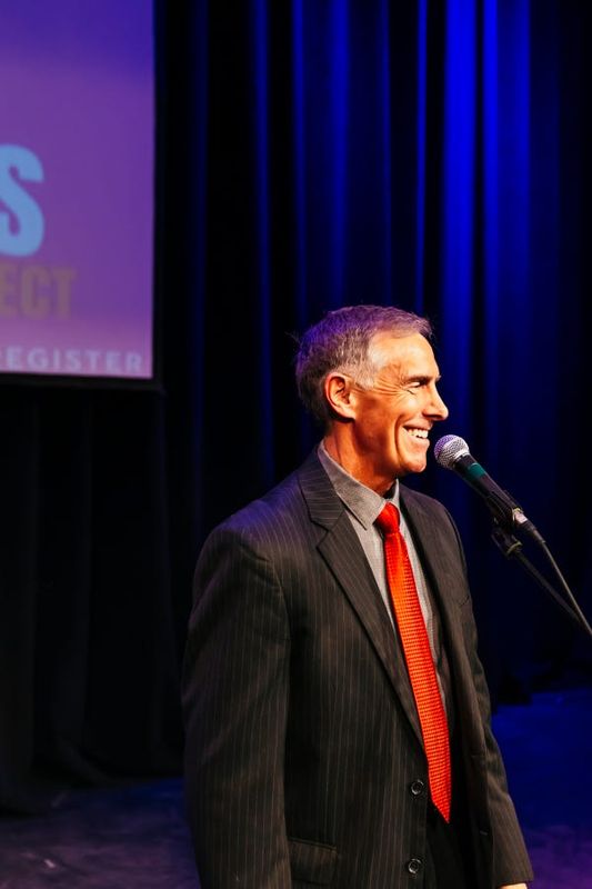 Patrick Albanese presents as part of Tell It Like It Is: Iowa Storytellers Project, funded by the Hoyt Sherman Place Foundation in partnership with the Des Moines Register, on Feb. 10, 2026.