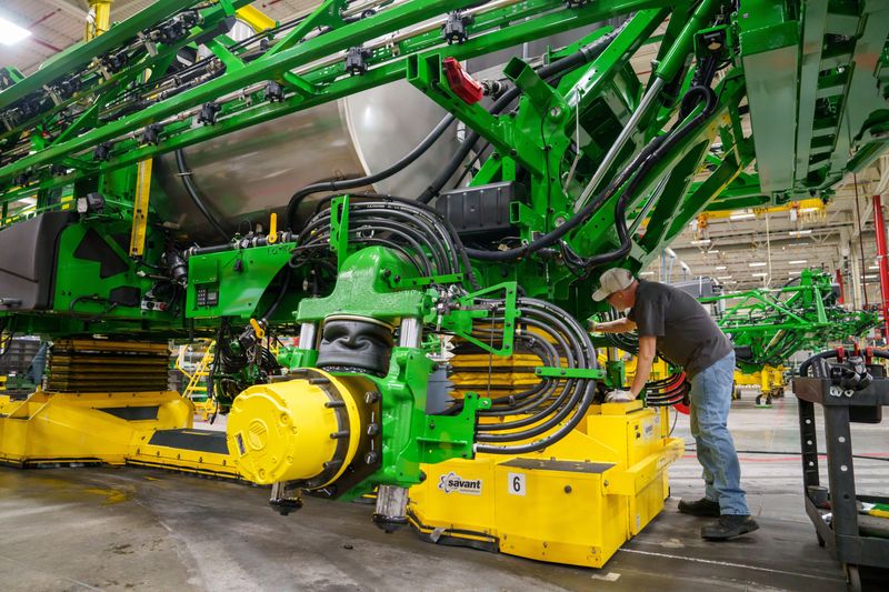 Ed Curry Jr. assembles a sprayer at the John Deere Des Moines Works in Ankeny, Feb. 24, 2026.