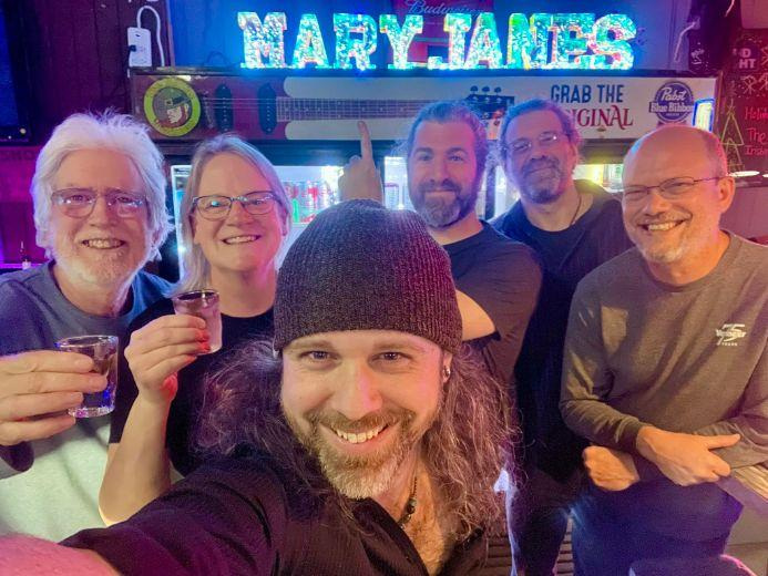 The owners of Mary Jane's are (left to right) Tom Russell, Rachel Dudley, Thomas Gordon, Jason Munday, Greg Bruna and Bryon Dudley.