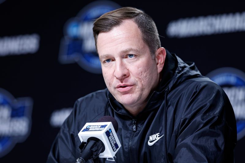 Mar 26, 2026; Chicago, IL, USA; Iowa State Cyclones head coach T.J. Otzelberger speaks ahead of the Midwest regional of the men's 2026 NCAA Tournament at United Center. Mandatory Credit: Kamil Krzaczynski-Imagn Images