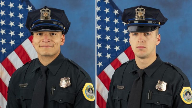 Des Moines officers Christian Escobar (left) and James Gano shot and killed Hunter Munoz during a confrontation on Feb. 19, 2026.