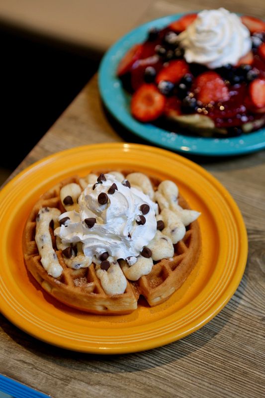 The cannoli waffle comes with a Belgian waffle with cannoli filling, chocolate drizzle, cinnamon sugar, whipped cream and chocolate chips at The Breakfast Club, with three locations in the Des Moines metro.