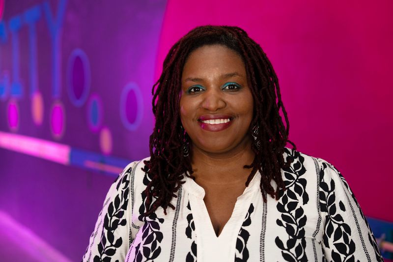 Glide & Go Skate City owner Alicia Crews is pictured April 15, 2026 at the business in Iowa City, Iowa.