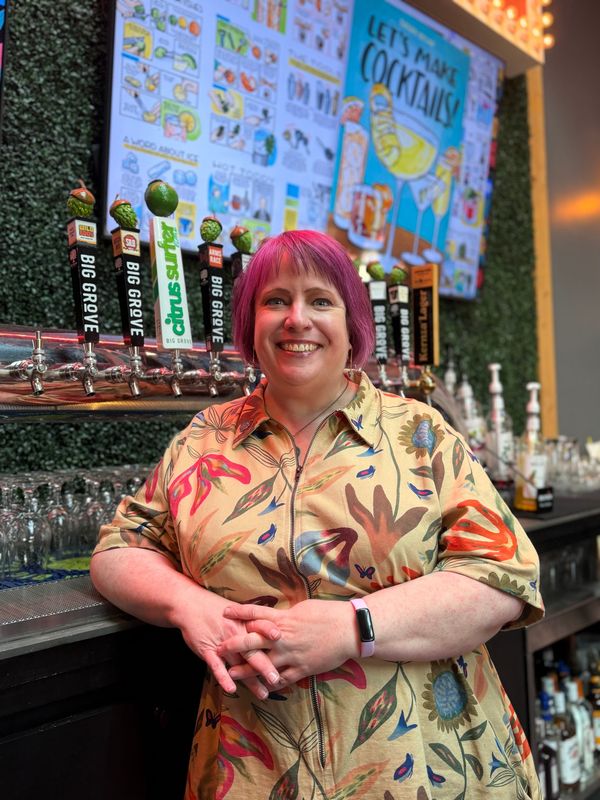 Author Sarah Becan gave a presentation at Big Grove Brewery in Des Moines on Monday, April 20, 2026, to talk about her new book, "Let's Make Cocktails!".