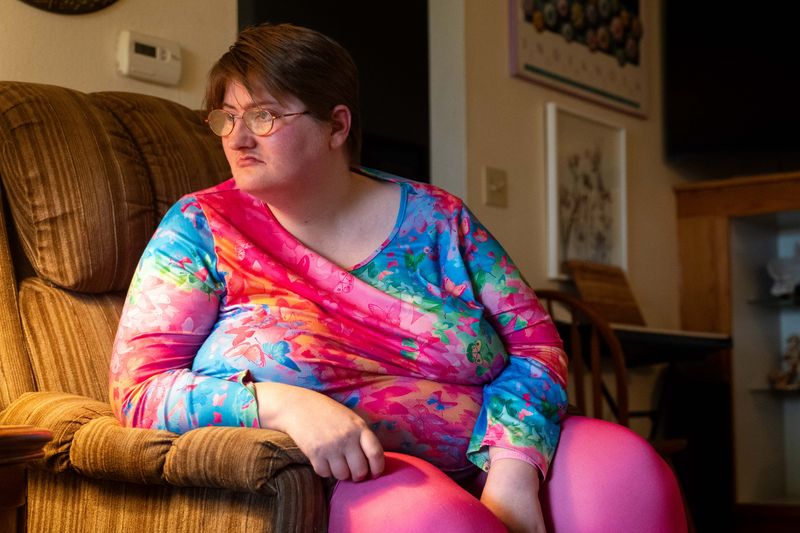 Sarah Beaman recounts her experiences living in group homes on April 7, 2026, in Guthrie Center, Iowa.