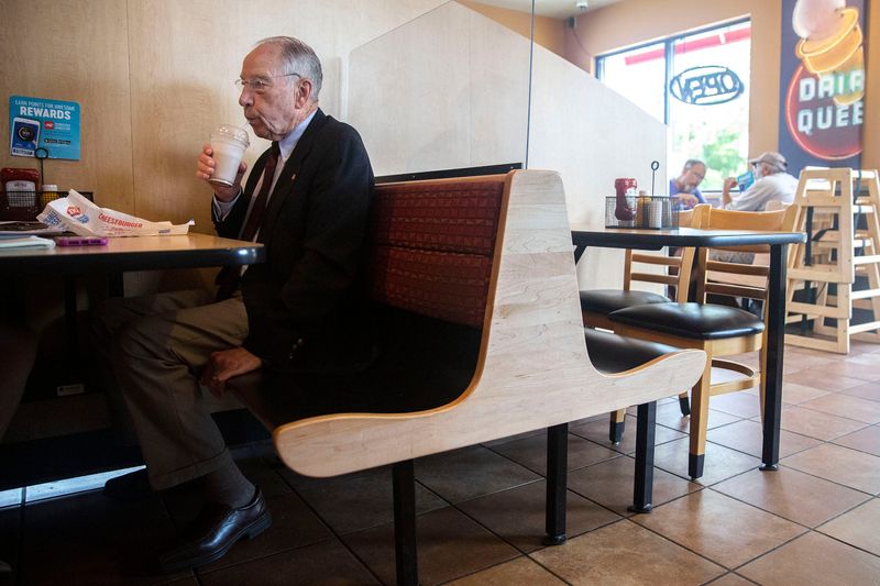 U.S. Sen. Chuck Grassley, R-Iowa, stops for lunch, on Aug. 16, 2021, at Dairy Queen, in Iowa Falls. The Senator ordered a chocolate malt and a cheeseburger.