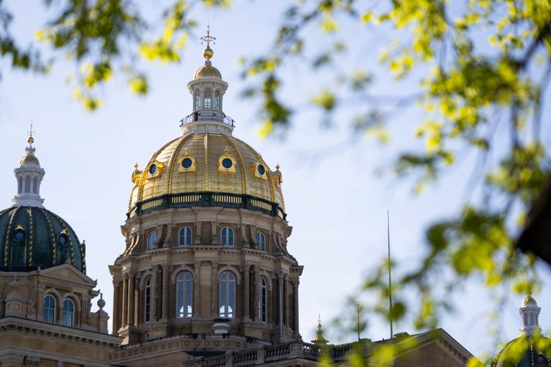 The Iowa State Capitol is seen as lawmakers work to close the 2026 legislative session on May 2, 2026, in Des Moines.