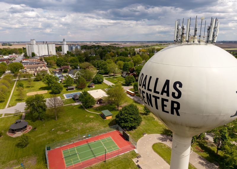 Dallas Center's water town is seen on May 7, 2026. The city is trying to obtain $5 million in federal funds to replace its water treatment facility.