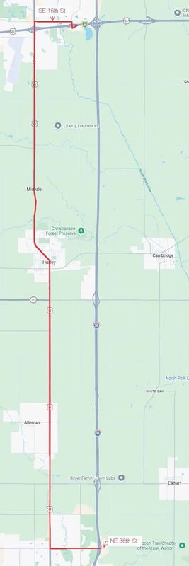 Interstate 35 between Ankeny and Ames will be closed overnight on Sunday and Monday, May 10 and 11.