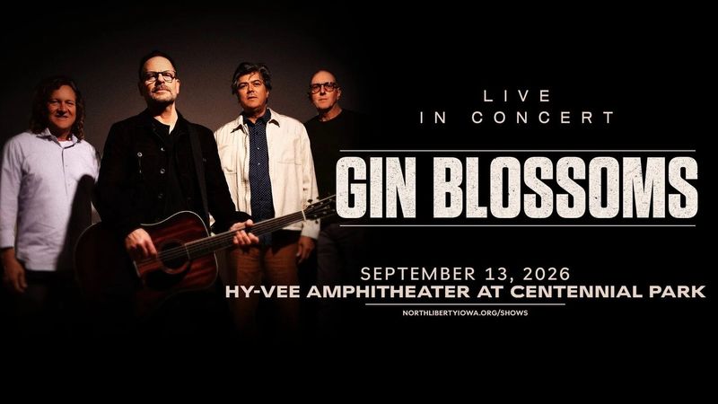 Grammy-nominated alternative rock band, The Gin Blossoms, will play at the newly opened Hy-Vee Amphitheater at Centennial Park on Sunday, Sept. 13.Tickets for the Gin Blossoms go on sale at 10 a.m. Friday, May 15, and range from $25 to $55.